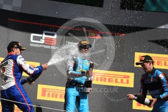 World © Octane Photographic Ltd. GP3 - Race 2. Arjun Maini (1st) – Jenzer Motorsport, Dorian Boccolacci (2nd) – Trident and Allessio Lorando (3rd) – Jenzer Motorsport. Circuit de Barcelona - Catalunya, Spain. Sunday 14th May 2017. Digital Ref:1821LB1D3186