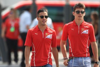 World © Octane Photographic Ltd. Formula 1 - Italian Grand Prix - Paddock. Charles Leclerc and Antonio Fuoco - PREMA Racing. Monza, Italy. Thursday 31st August 2017. Digital Ref: 1931LB1D0075