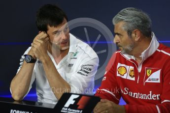 World © Octane Photographic Ltd. Formula 1 - Italian Grand Prix – Friday Team Press Conference – Part 1. Maurizio Arrivabene – Managing Director and Team Principal of Scuderia Ferrari and Toto Wolff - Executive Director & Head of Mercedes-Benz Motorsport. Monza, Italy. Friday 1st September 2017. Digital Ref: 1940LB2D8321