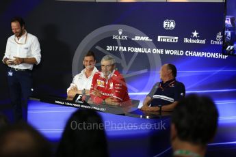 World © Octane Photographic Ltd. Formula 1 - Italian Grand Prix – Friday Team Press Conference – Part 1. Maurizio Arrivabene – Managing Director and Team Principal of Scuderia Ferrari, Frederic Vasseur – Team Principal and CEO of Sauber Motorsport AG and Toto Wolff - Executive Director & Head of Mercedes-Benz Motorsport. Monza, Italy. Friday 1st September 2017. Digital Ref: 1940LB2D8375