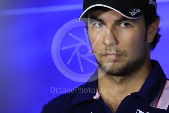 World © Octane Photographic Ltd. Formula 1 - Italian Grand Prix – Thursday Driver Press Conference – Part 1. Sergio Perez - Sahara Force India. Monza, Italy. Thursday 31st August 2017. Digital Ref: 1935LB1D0676