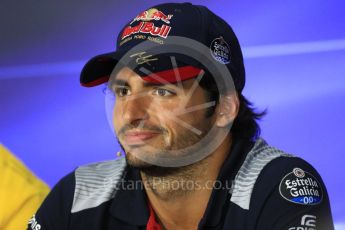 World © Octane Photographic Ltd. Formula 1 - Italian Grand Prix – Thursday Driver Press Conference – Part 2. Carlos Sainz - Scuderia Toro Rosso. Monza, Italy. Thursday 31st August 2017. Digital Ref: 1935LB1D0844