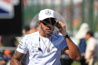 World © Octane Photographic Ltd. Formula 1 - Japanese Grand Prix - Sunday - Drivers’ Parade. Lewis Hamilton - Mercedes AMG Petronas F1 W08 EQ Energy+. Suzuka Circuit, Suzuka, Japan. Sunday 8th October 2017. Digital Ref:1979LB1D0129