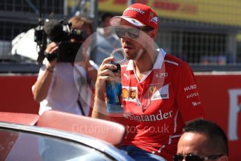 World © Octane Photographic Ltd. Formula 1 - Japanese Grand Prix - Sunday - Drivers’ Parade. Sebastian Vettel - Scuderia Ferrari SF70H. Suzuka Circuit, Suzuka, Japan. Sunday 8th October 2017. Digital Ref:1979LB1D0148