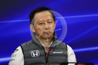 World © Octane Photographic Ltd. Formula 1 - Japanese Grand Prix – Friday Team Press Conference – Part 2. Yusuke Hasegawa – Chief of Honda F1 project. Suzuka Circuit, Suzuka, Japan. Friday 6th October 2017. Digital Ref: 1974LB1D8727