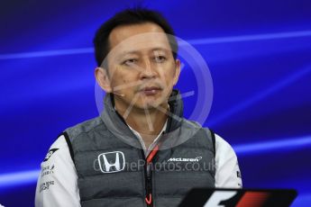 World © Octane Photographic Ltd. Formula 1 - Japanese Grand Prix – Friday Team Press Conference – Part 2. Yusuke Hasegawa – Chief of Honda F1 project. Suzuka Circuit, Suzuka, Japan. Friday 6th October 2017. Digital Ref: 1974LB1D8732