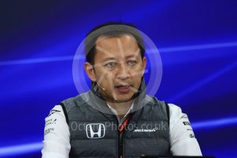 World © Octane Photographic Ltd. Formula 1 - Japanese Grand Prix – Friday Team Press Conference – Part 2. Yusuke Hasegawa – Chief of Honda F1 project. Suzuka Circuit, Suzuka, Japan. Friday 6th October 2017. Digital Ref: 1974LB1D8741