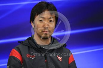 World © Octane Photographic Ltd. Formula 1 - Japanese Grand Prix – Friday Team Press Conference – Part 2. Ayao Komatsu – Haas Race Engineer. Suzuka Circuit, Suzuka, Japan. Friday 6th October 2017. Digital Ref: 1974LB1D8745