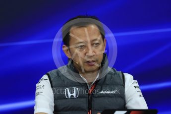 World © Octane Photographic Ltd. Formula 1 - Japanese Grand Prix – Friday Team Press Conference – Part 2. Yusuke Hasegawa – Chief of Honda F1 project. Suzuka Circuit, Suzuka, Japan. Friday 6th October 2017. Digital Ref: 1974LB1D8751