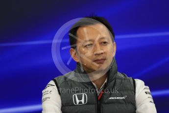 World © Octane Photographic Ltd. Formula 1 - Japanese Grand Prix – Friday Team Press Conference – Part 2. Yusuke Hasegawa – Chief of Honda F1 project. Suzuka Circuit, Suzuka, Japan. Friday 6th October 2017. Digital Ref: 1974LB1D8761