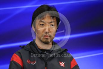 World © Octane Photographic Ltd. Formula 1 - Japanese Grand Prix – Friday Team Press Conference – Part 2. Ayao Komatsu – Haas Race Engineer. Suzuka Circuit, Suzuka, Japan. Friday 6th October 2017. Digital Ref: 1974LB1D8783