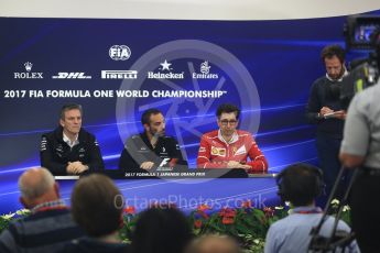 World © Octane Photographic Ltd. Formula 1 - Japanese Grand Prix – Friday Team Press Conference – Part 1. Cyril Abiteboul - Managing Director of Renault Sport Racing Formula 1 Team, James Allison - Technical Director of Mercedes-AMG Petronas Motorsport and Mattia Binotto – Chief Technical Officer - Scuderia Ferrari. Suzuka Circuit, Suzuka, Japan. Friday 6th October 2017. Digital Ref: 1974LB2D3565