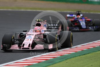 World © Octane Photographic Ltd. Formula 1 - Japanese Grand Prix - Friday - Practice 1. Esteban Ocon - Sahara Force India VJM10 and Pierre Gasly - Scuderia Toro Rosso STR12. Suzuka Circuit, Suzuka, Japan. Friday 6th October 2017. Digital Ref:1972LB1D7221