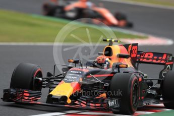 World © Octane Photographic Ltd. Formula 1 - Japanese Grand Prix - Friday - Practice 1. Max Verstappen - Red Bull Racing RB13 and Fernando Alonso - McLaren Honda MCL32. Suzuka Circuit, Suzuka, Japan. Friday 6th October 2017. Digital Ref:1972LB1D8058