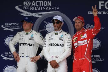 World © Octane Photographic Ltd. Formula 1 - Japanese Grand Prix - Saturday - Qualifying. Lewis Hamilton and Valtteri Bottas - Mercedes AMG Petronas F1 W08 EQ Energy+ and Sebastian Vettel - Scuderia Ferrari SF70H. Suzuka Circuit, Suzuka, Japan. Saturday 7th October 2017. Digital Ref:1977LB2D5240