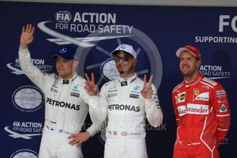 World © Octane Photographic Ltd. Formula 1 - Japanese Grand Prix - Saturday - Qualifying. Lewis Hamilton and Valtteri Bottas - Mercedes AMG Petronas F1 W08 EQ Energy+ and Sebastian Vettel - Scuderia Ferrari SF70H. Suzuka Circuit, Suzuka, Japan. Saturday 7th October 2017. Digital Ref:1977LB2D5256