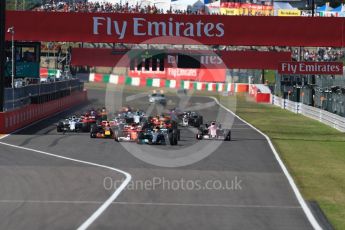 World © Octane Photographic Ltd. Formula 1 - Japanese Grand Prix - Sunday - Race. Lights out - race start, Lewis Hamilton leads in his Mercedes AMG Petronas F1 W08 EQ Energy+. Suzuka Circuit, Suzuka, Japan. Sunday 8th October 2017. Digital Ref:1980LB1D0424