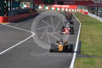 World © Octane Photographic Ltd. Formula 1 - Japanese Grand Prix - Sunday - Race. Nico Hulkenberg - Renault Sport F1 Team R.S.17and Kimi Raikkonen - Scuderia Ferrari SF70H. Suzuka Circuit, Suzuka, Japan. Sunday 8th October 2017. Digital Ref:1980LB1D0708