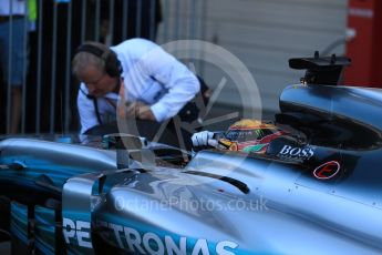 World © Octane Photographic Ltd. Formula 1 - Japanese Grand Prix - Sunday - Parc Ferme. Lewis Hamilton - Mercedes AMG Petronas F1 W08 EQ Energy+. Suzuka Circuit, Suzuka, Japan. Sunday 8th October 2017. Digital Ref:1981LB1D0993