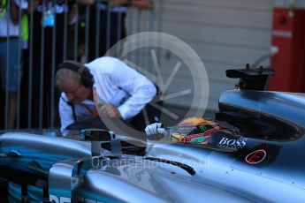 World © Octane Photographic Ltd. Formula 1 - Japanese Grand Prix - Sunday - Parc Ferme. Lewis Hamilton - Mercedes AMG Petronas F1 W08 EQ Energy+. Suzuka Circuit, Suzuka, Japan. Sunday 8th October 2017. Digital Ref:1981LB1D0994