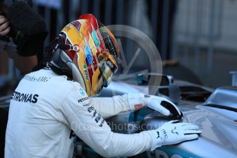 World © Octane Photographic Ltd. Formula 1 - Japanese Grand Prix - Sunday - Parc Ferme. Lewis Hamilton - Mercedes AMG Petronas F1 W08 EQ Energy+. Suzuka Circuit, Suzuka, Japan. Sunday 8th October 2017. Digital Ref:1981LB1D1044