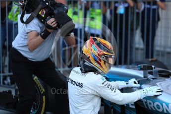 World © Octane Photographic Ltd. Formula 1 - Japanese Grand Prix - Sunday - Parc Ferme. Lewis Hamilton - Mercedes AMG Petronas F1 W08 EQ Energy+. Suzuka Circuit, Suzuka, Japan. Sunday 8th October 2017. Digital Ref:1981LB1D1052