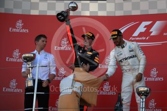 World © Octane Photographic Ltd. Formula 1 - Japanese Grand Prix - Sunday - Podium. Lewis Hamilton - Mercedes AMG Petronas F1 W08 EQ Energy+, Max Verstappen - Red Bull Racing RB13. Suzuka Circuit, Suzuka, Japan. Sunday 8th October 2017. Digital Ref:1981LB1D1391