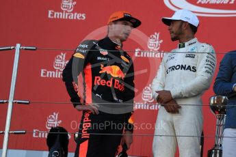 World © Octane Photographic Ltd. Formula 1 - Japanese Grand Prix - Sunday - Podium. Lewis Hamilton - Mercedes AMG Petronas F1 W08 EQ Energy+ and Max Verstappen - Red Bull Racing RB13. Suzuka Circuit, Suzuka, Japan. Sunday 8th October 2017. Digital Ref:1981LB1D1773