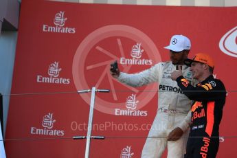 World © Octane Photographic Ltd. Formula 1 - Japanese Grand Prix - Sunday - Podium. Lewis Hamilton - Mercedes AMG Petronas F1 W08 EQ Energy+ and Max Verstappen - Red Bull Racing RB13. Suzuka Circuit, Suzuka, Japan. Sunday 8th October 2017. Digital Ref:1981LB1D1795
