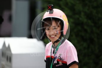 World © Octane Photographic Ltd. Formula 1 - Japanese Grand Prix - Saturday - Paddock. Japanese female Sahara Force India fan. Suzuka Circuit, Suzuka, Japan. Saturday 7th October 2017. Digital Ref:1975LB2D3807