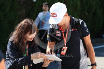 World © Octane Photographic Ltd. Formula 1 - Japanese Grand Prix - Sunday - Paddock. Pierre Gasly - Scuderia Toro Rosso STR12. Suzuka Circuit, Suzuka, Japan. Sunday 8th October 2017. Digital Ref:1978LB1D9888