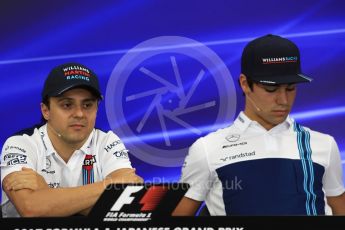 World © Octane Photographic Ltd. Formula 1 - Japanese Grand Prix – Thursday Driver Press Conference – Part 1. Felipe Massa and Lance Stroll - Williams Martini Racing. Suzuka Circuit, Suzuka, Japan. Thursday 5th October 2017. Digital Ref: 1970LB1D6305