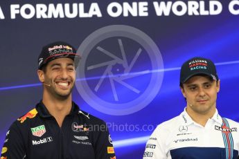 World © Octane Photographic Ltd. Formula 1 - Japanese Grand Prix – Thursday Driver Press Conference – Part 1. Daniel Ricciardo - Red Bull Racing and Felipe Massa - Williams Martini Racing. Suzuka Circuit, Suzuka, Japan. Thursday 5th October 2017. Digital Ref: 1970LB1D6324