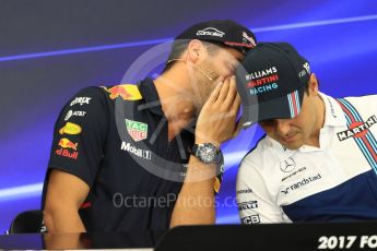 World © Octane Photographic Ltd. Formula 1 - Japanese Grand Prix – Thursday Driver Press Conference – Part 1. Daniel Ricciardo - Red Bull Racing and Felipe Massa - Williams Martini Racing. Suzuka Circuit, Suzuka, Japan. Thursday 5th October 2017. Digital Ref: 1970LB1D6333