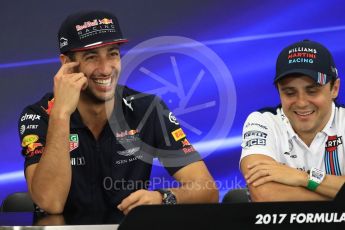 World © Octane Photographic Ltd. Formula 1 - Japanese Grand Prix – Thursday Driver Press Conference – Part 1. Daniel Ricciardo - Red Bull Racing and Felipe Massa - Williams Martini Racing. Suzuka Circuit, Suzuka, Japan. Thursday 5th October 2017. Digital Ref: 1970LB1D6414