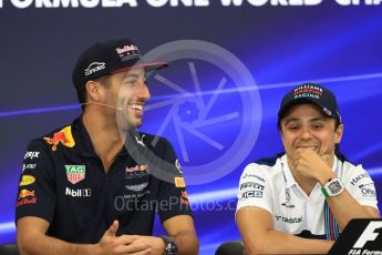 World © Octane Photographic Ltd. Formula 1 - Japanese Grand Prix – Thursday Driver Press Conference – Part 1. Daniel Ricciardo - Red Bull Racing and Felipe Massa - Williams Martini Racing. Suzuka Circuit, Suzuka, Japan. Thursday 5th October 2017. Digital Ref: 1970LB1D6424