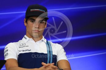 World © Octane Photographic Ltd. Formula 1 - Japanese Grand Prix – Thursday Driver Press Conference – Part 1. Lance Stroll - Williams Martini Racing. Suzuka Circuit, Suzuka, Japan. Thursday 5th October 2017. Digital Ref: 1970LB1D6465