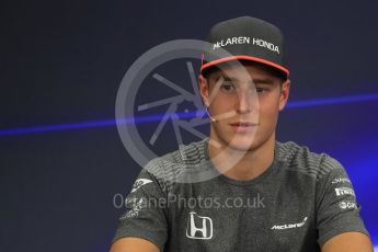 World © Octane Photographic Ltd. Formula 1 - Japanese Grand Prix – Thursday Driver Press Conference – Part 2. Stoffel Vandoorne - McLaren Honda. Suzuka Circuit, Suzuka, Japan. Thursday 5th October 2017. Digital Ref: 1970LB1D6591