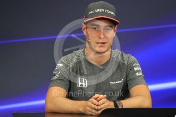 World © Octane Photographic Ltd. Formula 1 - Japanese Grand Prix – Thursday Driver Press Conference – Part 2. Stoffel Vandoorne - McLaren Honda. Suzuka Circuit, Suzuka, Japan. Thursday 5th October 2017. Digital Ref: 1970LB1D6600