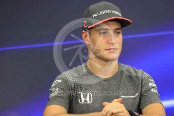 World © Octane Photographic Ltd. Formula 1 - Japanese Grand Prix – Thursday Driver Press Conference – Part 2. Stoffel Vandoorne - McLaren Honda. Suzuka Circuit, Suzuka, Japan. Thursday 5th October 2017. Digital Ref: 1970LB1D6663