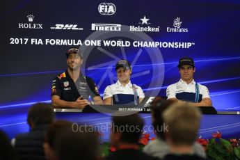 World © Octane Photographic Ltd. Formula 1 - Japanese Grand Prix – Thursday Driver Press Conference – Part 1. Felipe Massa - Williams Martini Racing, Daniel Ricciardo - Red Bull Racing and Lance Stroll - Williams Martini Racing. Suzuka Circuit, Suzuka, Japan. Thursday 5th October 2017. Digital Ref: 1970LB2D2943