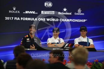 World © Octane Photographic Ltd. Formula 1 - Japanese Grand Prix – Thursday Driver Press Conference – Part 1. Felipe Massa - Williams Martini Racing, Daniel Ricciardo - Red Bull Racing and Lance Stroll - Williams Martini Racing. Suzuka Circuit, Suzuka, Japan. Thursday 5th October 2017. Digital Ref: 1970LB2D2957