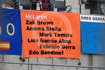 World © Octane Photographic Ltd. Formula 1 - Japanese Grand Prix - Thursday - Pit Lane. Fans for McLaren Honda. Suzuka Circuit, Suzuka, Japan. Thursday 5th October 2017. Digital Ref: 1969LB1D6005