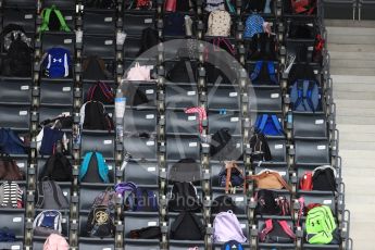 World © Octane Photographic Ltd. Formula 1 - Japanese Grand Prix - Thursday - Pit Lane. Bags belonging to school kids in the grandstands. Suzuka Circuit, Suzuka, Japan. Thursday 5th October 2017. Digital Ref: 1969LB1D6094