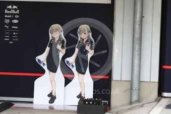 World © Octane Photographic Ltd. Formula 1 - Japanese Grand Prix - Thursday - Pit Lane. Japanese Drawings of Red Bull Racing girls. Suzuka Circuit, Suzuka, Japan. Thursday 5th October 2017. Digital Ref: 1969LB2D2900
