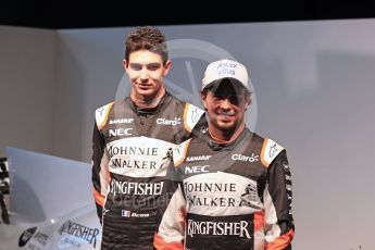 Sahara Force India VJM10 launch – Silverstone, 22nd February 2017. World © Octane Photographic Ltd. Sergio Perez and Esteban Ocon. Digital Ref : 1776LB1D7594