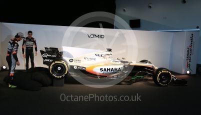 Sahara Force India VJM10 launch – Silverstone, 22nd February 2017. World © Octane Photographic Ltd. Sergio Perez and Esteban Ocon. Digital Ref : 1776LB5D7378