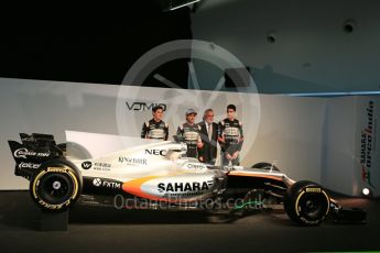 Sahara Force India VJM10 launch – Silverstone, 22nd February 2017. World © Octane Photographic Ltd. Vijay Mallya (Team Owner), Sergio Perez, Esteban Ocon and Alfonso Celis Jr. Digital Ref : 1776LB5D7402