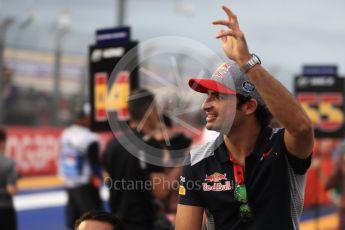 World © Octane Photographic Ltd. Formula 1 - Singapore Grand Prix - Drivers’ parade. Carlos Sainz - Scuderia Toro Rosso STR12. Marina Bay Street Circuit, Singapore. Sunday 17th September 2017. Digital Ref: