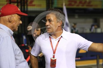 World © Octane Photographic Ltd. Formula 1 - Singapore Grand Prix - Paddock. Niki Lauda - Non-Executive Chairman of Mercedes-Benz Motorsport and Jean Alesi. Marina Bay Street Circuit, Singapore. Sunday 17th September 2017. Digital Ref: